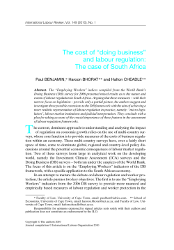The cost of &ldquo;doing business&rdquo; and labour regulation: The case of