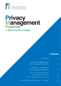 Privacy Management Programme: A Best Practice Guide