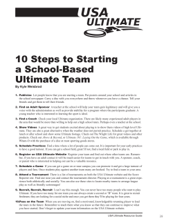 10 Steps to Starting a School-Based Ultimate Team