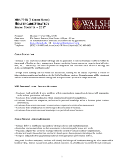 Healthcare Strategy Spring Semester - ECN