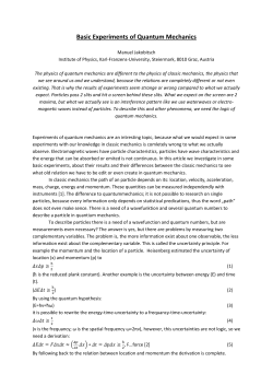 Basic Experiments of Quantum Mechanics