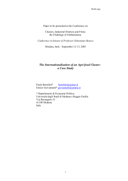 I processi di internazionalizzazione di un distretto alimentare: la