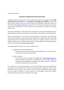 Dear Valued Customers, Introduction of SIRIM ePermit Online