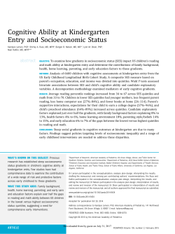 Cognitive Ability at Kindergarten Entry and