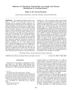 Influence of Chromium Tripicolinate on Growth and Glucose