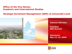 Strategic Enrolment Management at Universite Laval