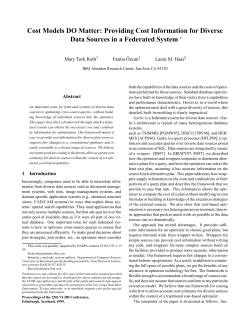 Cost Models DO Matter: Providing Cost Information for Diverse Data