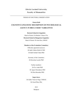 E&ouml;tv&ouml;s Lor&aacute;nd University Faculty of Humanities COGNITIVE