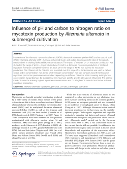Influence of pH and carbon to nitrogen ratio on mycotoxin production