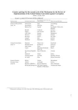 Country pairings for the second cycle of the Mechanism for the
