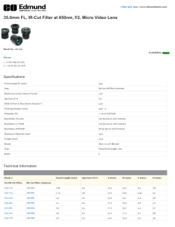 35.0mm FL, IR-Cut Filter at 650nm, f/2, Micro Video Lens | Edmund