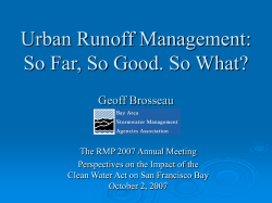 Urban Runoff Management: So Far, So Good, So What? Geoff