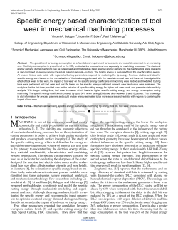 Specific energy based characterization of tool wear in