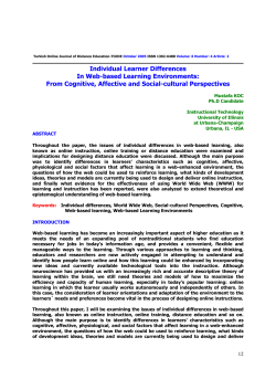 Individual Learner Differences In Web-based Learning