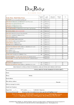Cellar Door Mail Order Form Please fax order back to 08