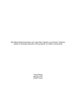 Mini-Mental State Examination and Large Allen Cognitive Level