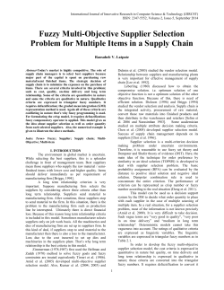 Fuzzy Multi-Objective Supplier Selection Problem for Multiple Items