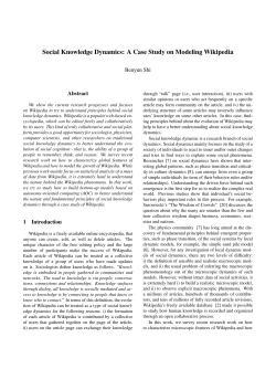 Social Knowledge Dynamics: A Case Study on Modeling Wikipedia