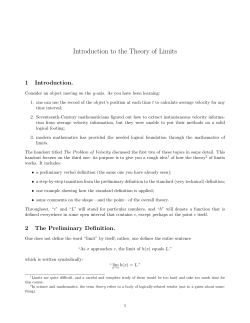 Introduction to the Theory of Limits