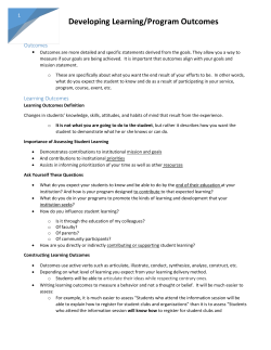 Developing Learning/Program Outcomes