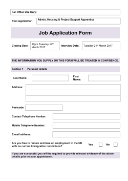 Job application form - Open Door North East