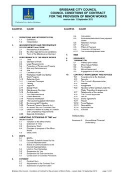 The Council Conditions of Contract for the provision of Minor Works