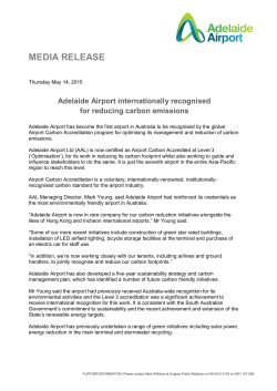 May 14, 2015 &ndash; Adelaide Airport internationally recognised for