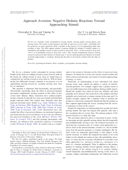 Approach Aversion: Negative Hedonic Reactions Toward