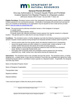 Authorization Form for Aquatic Plant Disposal