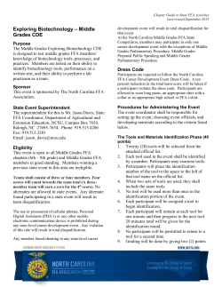 Exploring Biotechnology &ndash; Middle Grades CDE