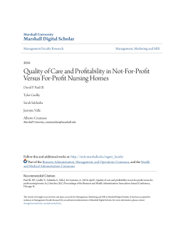 Quality of Care and Profitability in Not-For-Profit Versus For