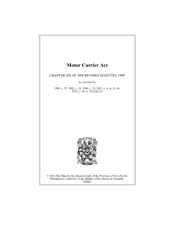 Motor Carrier Act - The Nova Scotia Legislature