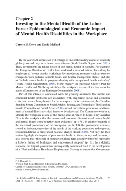 Investing in the Mental Health of the Labor Force