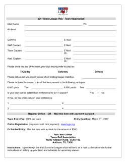 2017 State League Play - Team Registration Club Name: Ph