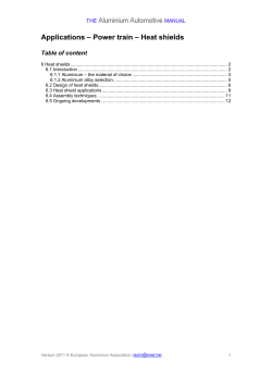 Applications &ndash; Power train &ndash; Heat shields