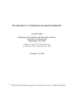 on girard`s &ldquo;candidats de reductibilit&eacute;&rdquo; - CIS @ UPenn