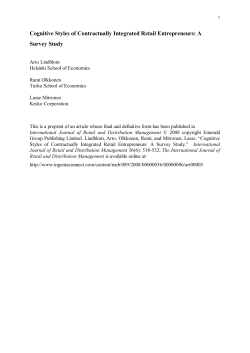 Cognitive Styles of Contractually Integrated Retail Entrepreneurs: A