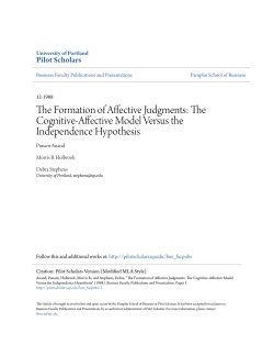 The Formation of Affective Judgments: The Cognitive