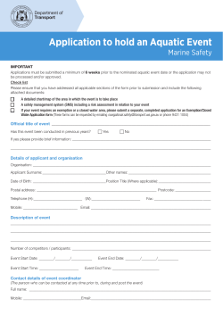 Application to hold an Aquatic Event