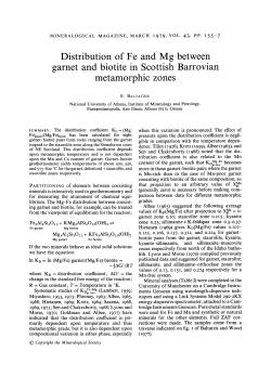 Distribution of Fe and Mg between garnet and biotite in Scottish