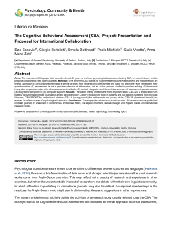 The Cognitive Behavioral Assessment (CBA)