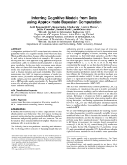 Inferring Cognitive Models from Data using Approximate Bayesian