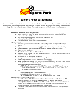 Sahlen`s House League Rules