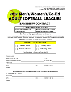 team entry contract timeline: softball league offerings