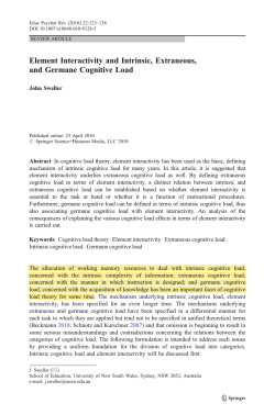 Element Interactivity and Intrinsic, Extraneous, and Germane