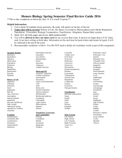 Honors Biology Spring Final 11 Version A