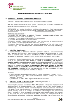 Belgium comments on biostimulant
