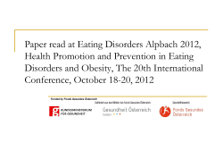 Paper read at Eating Disorders Alpbach 2012, Health Promotion