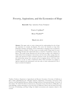 Poverty, Aspirations, and the Economics of Hope
