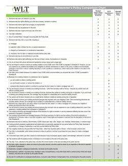 Homeowners Policy Comparison Chart